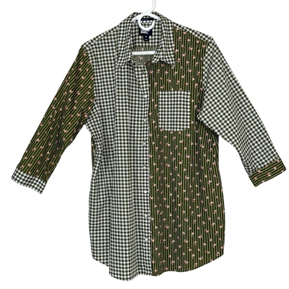 Lands End Green Spring Mix 3/4 Sleeve Tunic